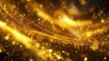AI generated Luxurious gold swirls with golden particles create an opulent abstract background. Ai Generated photo