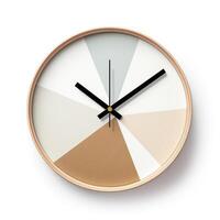 AI generated Modern geometrical circular wall clock isolated on a white background, Ai Generated. photo