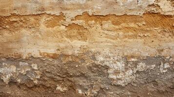 AI generated Rammed earth wall formed from compact layers of natural earth tones. Sturdy, Ai Generated. photo
