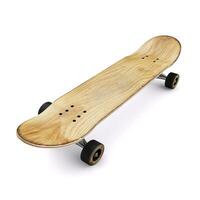 AI generated Single skateboard, minimalistic and stylish, stands alone on a white background, Ai Generated. photo