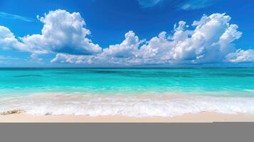 AI generated Scenic beach featuring pristine white sand, offering a serene and stunning escape, Ai Generated. photo