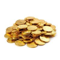 AI generated Shiny gold treasure coins, gleaming bounty for adventures. Pirate's allure, Ai Generated. photo