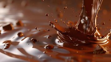 ai generado Derretido chocolate fluye, creando un lujoso y resumen líquido fondo, ai generado. foto