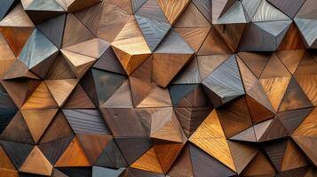 AI generated Wooden triangular abstract polygonal background from wood, Ai Generated. photo