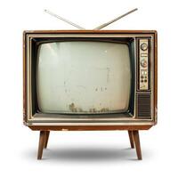 AI generated Nostalgic vibes with a retro TV set isolated on white background, evoking memories, Ai Generated. photo