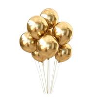 AI generated Bunch of glossy shiny gold helium balloons on string isolated on white, Ai Generated. photo