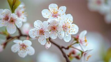 ai generado Cereza flores floración, pintura primavera con vibrante matices, ai generado. foto