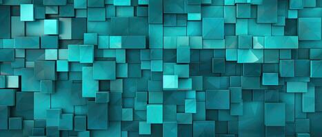 AI generated Captivate your audience with this abstract turquoise 3D tile wall texture background illustration featuring intricate geometric shapes, Ai Generated. photo