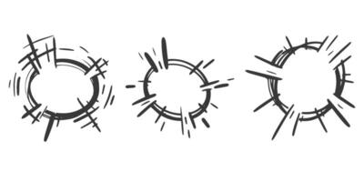 Comic speed line effect element. Anime manga boom and burst radial action. Sketch of explosion with motion spark and energy trail. Vector illustration