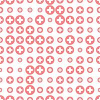 Plus cross pattern. Abstract medical seamless background. Vector hospital and healthcare geometric symbol. Simple red elements on white backdrop.