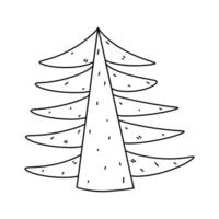Christmas tree. Hand drawn doodle style. Vector illustration isolated on white. Coloring page.