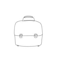 Briefcase in single line. Hand drawn style. Vector illustration isolated on white. Coloring page.