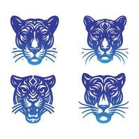 Set of gradient panther face logo designs for vector illustration.