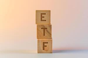 AI generated ETF letters on wooden blocks photo