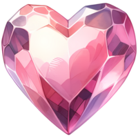 AI generated crystals shape, heart shaped diamond isolated jewel clipart, Valentine day, engagement, marriage png