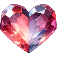 ai gerado cristais forma, coração em forma diamante isolado jóia clipart, namorados dia, noivado, casamento png
