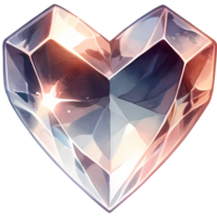 AI generated crystals shape, heart shaped diamond isolated jewel clipart, Valentine day, engagement, marriage png