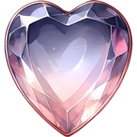 AI generated crystals shape, heart shaped diamond isolated jewel clipart, Valentine day, engagement, marriage png