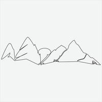 Continuous line hand drawing vector illustration mountain art