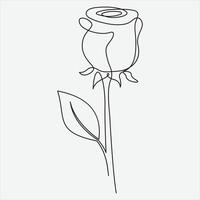 Continuous line hand drawing vector illustration rose flower. One line Continuous Vector drawing art. Perfect for Wall Art Posters,Home Decor, t-shirt Print or Mobile Case