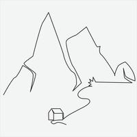 Continuous line hand drawing vector illustration mountain art