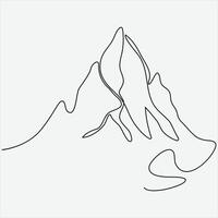 Continuous line hand drawing vector illustration mountain art