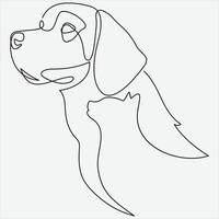 Continuous line hand drawing vector illustration dog and cat art