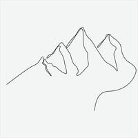 Continuous line hand drawing vector illustration mountain art