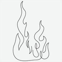 Continuous line hand drawing vector illustration fire art