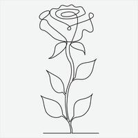 Continuous line hand drawing vector illustration rose flower. One line Continuous Vector drawing art. Perfect for Wall Art Posters,Home Decor, t-shirt Print or Mobile Case