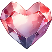 AI generated crystals shape, heart shaped diamond isolated jewel clipart, Valentine day, engagement, marriage png