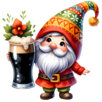 AI generated Merry Christmas and Happy New Year greeting card with Santa Claus and beer png