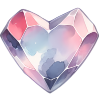 AI generated crystals shape, heart shaped diamond isolated jewel clipart, Valentine day, engagement, marriage png