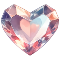 AI generated crystals shape, heart shaped diamond isolated jewel clipart, Valentine day, engagement, marriage png