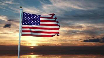 Amerikaanse wapperende vlag naadloze loops animatie. 4k resolutie video