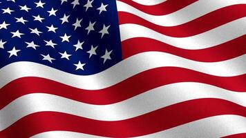 animazione ad anello senza cuciture bandiera americana sventolante. Risoluzione 4K video