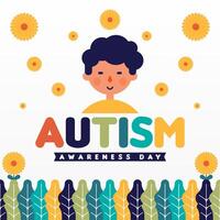 Flat world autism awareness day illustration background vector