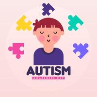 Flat world autism awareness day illustration background vector