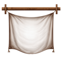 AI generated Realistic fabric banner hanging on ropes png isolated on transparent background