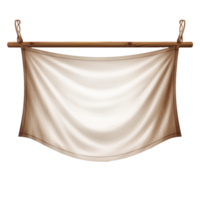 AI generated Realistic fabric banner hanging on ropes png isolated on transparent background