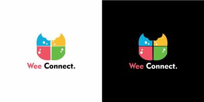 we connect logo design vector