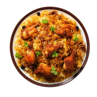 ai généré une assiette de poulet biryani png isolé sur transparent Contexte