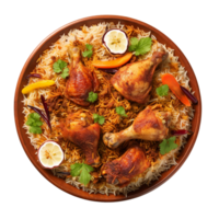 ai generiert ein Teller von Hähnchen Biryani png isoliert auf transparent Hintergrund