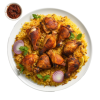 ai généré une assiette de poulet biryani png isolé sur transparent Contexte