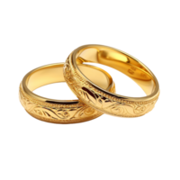 AI generated Beautiful gold rings png isolated on transparent background