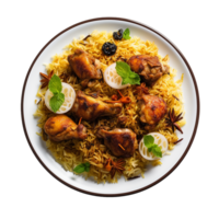 ai généré une assiette de poulet biryani png isolé sur transparent Contexte