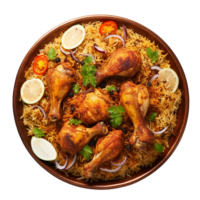 ai generiert ein Teller von Hähnchen Biryani png isoliert auf transparent Hintergrund