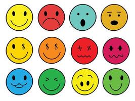 Set of smiley emoticons with different emotions, vector illustration. Set of faces