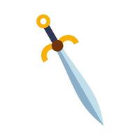 Magical cartoon steel sword, knight weapon or knife blade. Fantasy game weapon icon in flat style. Vector illustration