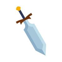 Magical cartoon steel sword, knight weapon or knife blade. Fantasy game weapon icon in flat style. Vector illustration